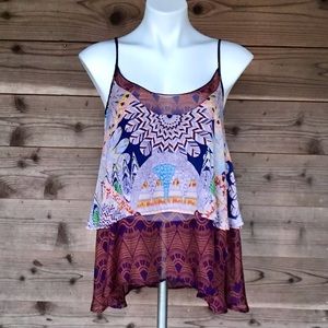 Anthro Language Boho Sheer Layered Cami Small
